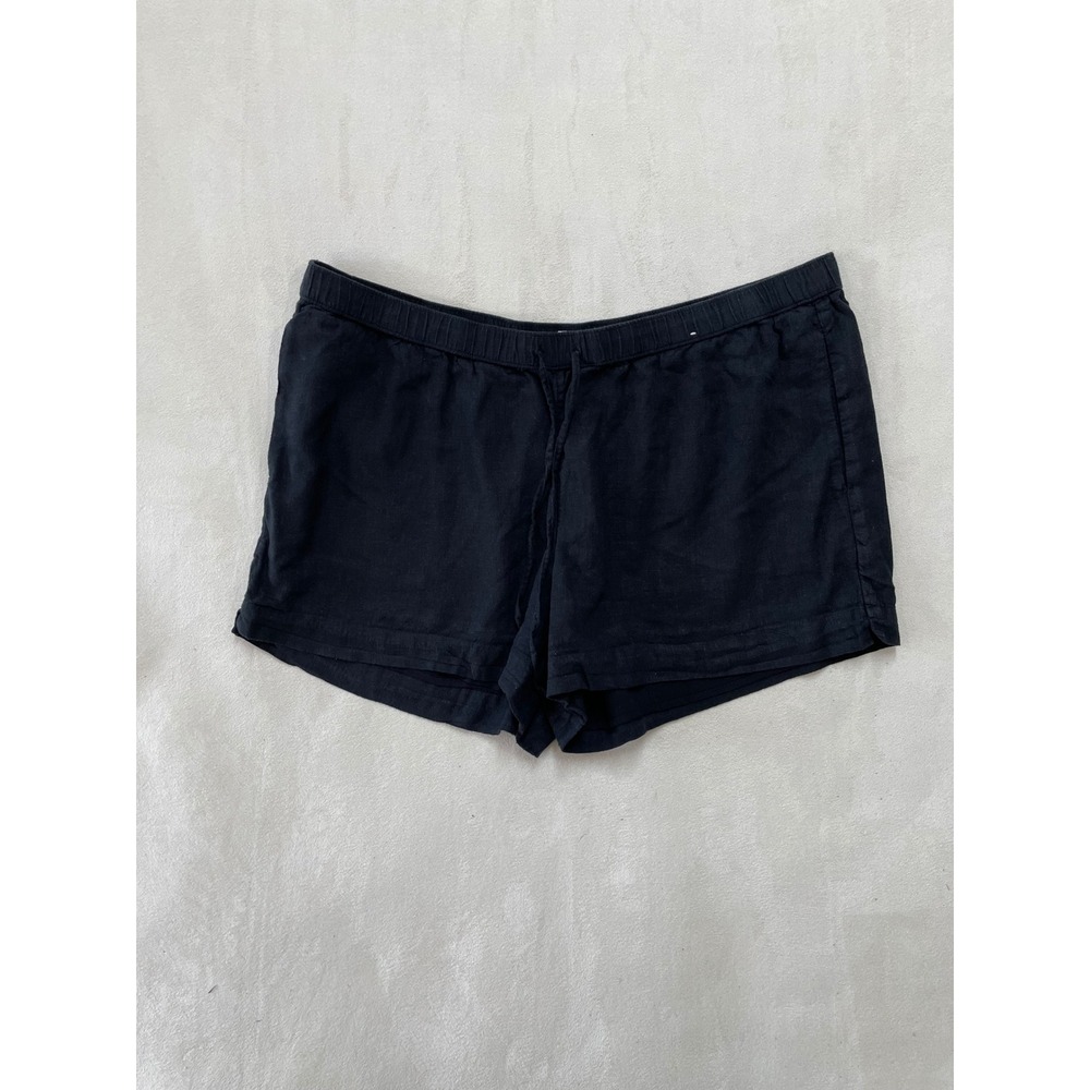 Abercrombie & Fitch Womens XL Black Linen Blend Drawstring Elastic Waist Shorts